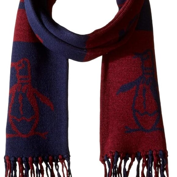 ORIGINAL PENGUIN Men’s Retro Sport Knit Scarf dark sapphire / biking red - Picture 1 of 5